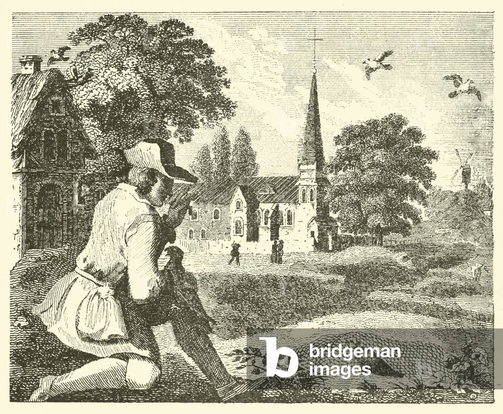 The hawk and the farmer (engraving)