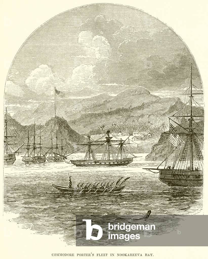 Commodore Porter's Fleet in Nookaheeva Bay (engraving)