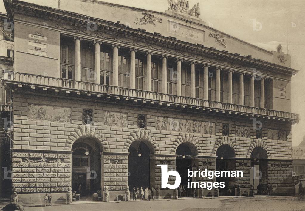 Naples: Facciata Teatro S Carlo (b/w photo)