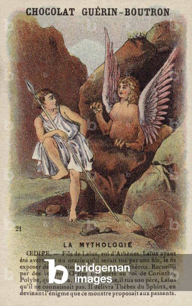 Oedipus and the Sphinx (chromolitho)