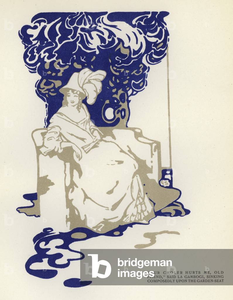 Illustration for The Happy Hypocrite by Max Beerbohm (colour litho)