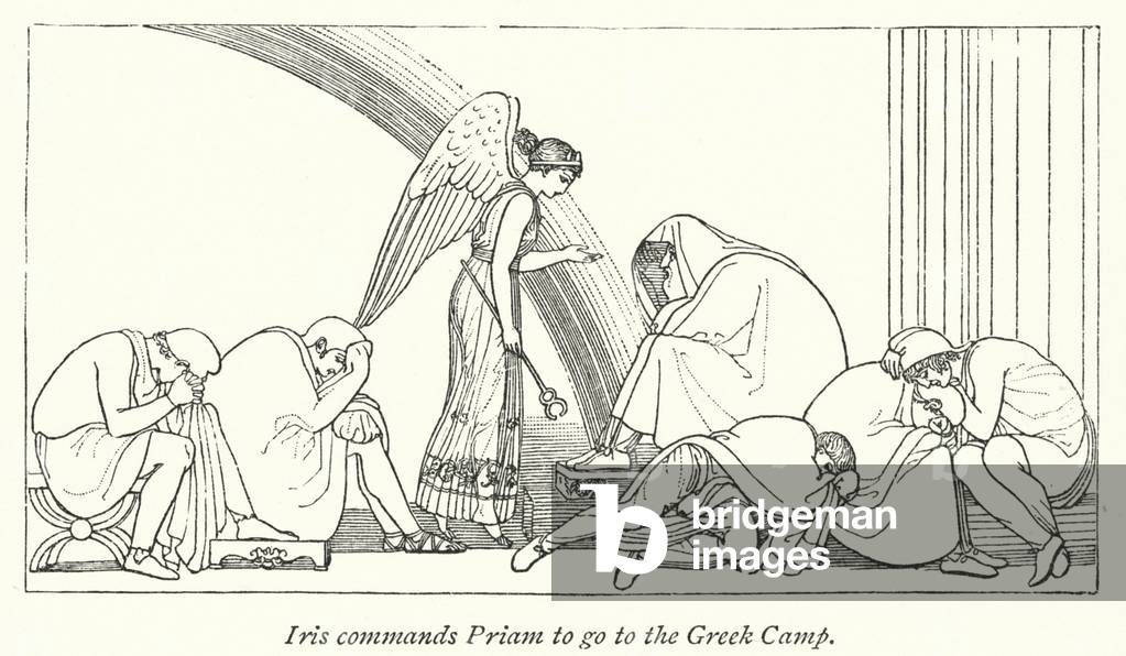 Iris commands Priam to go to the Greek Camp (litho)