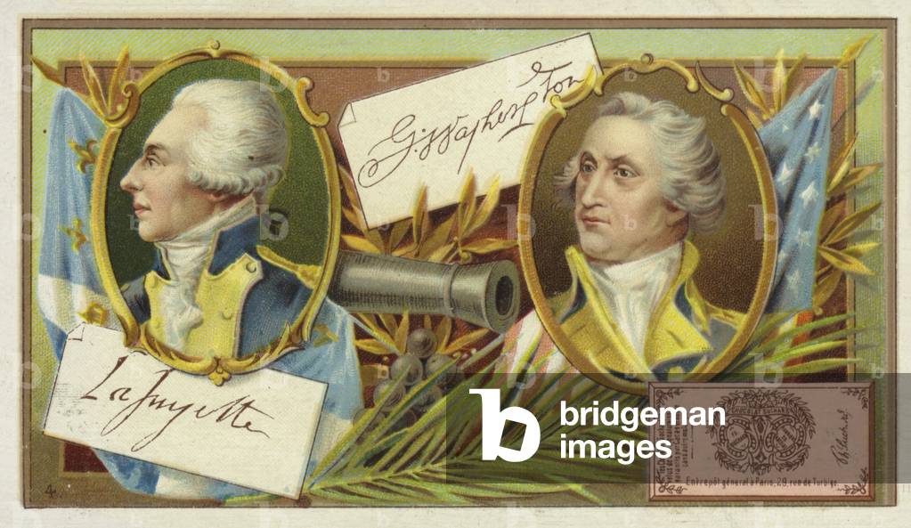 Gilbert du Motier, Marquis de Lafayette, and Geoge Washington (chromolitho)