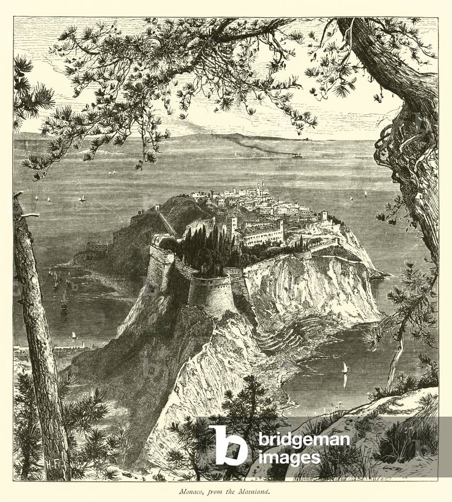 Monaco, from the Mainland (engraving)