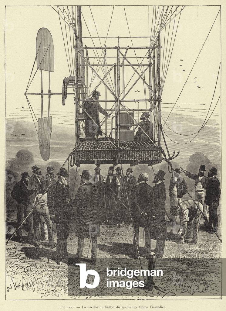 La nacelle du ballon dirigeable des freres Tissandier (engraving)