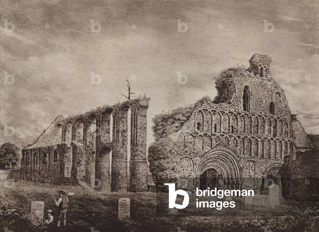 North West View of the Ruins of St Botolph's Priory, from an engraving by A K Glover 1824 (litho)