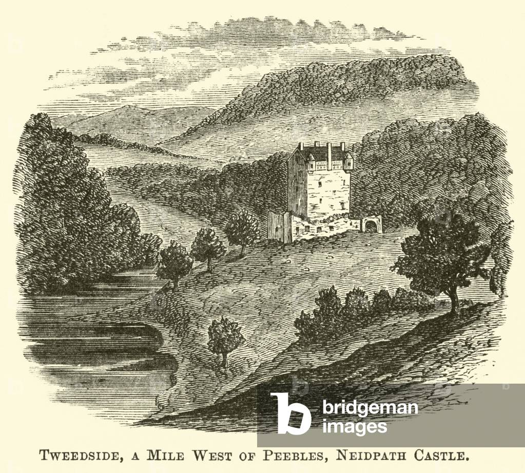 Tweedside, a Mile West of Peebles, Neidpath Castle (engraving)
