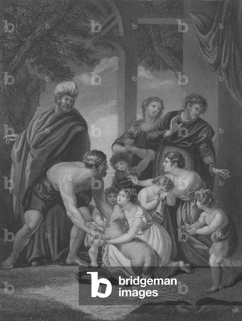 Nathan's Parable, 2 Samuel 12, Verse 1-15 (engraving)