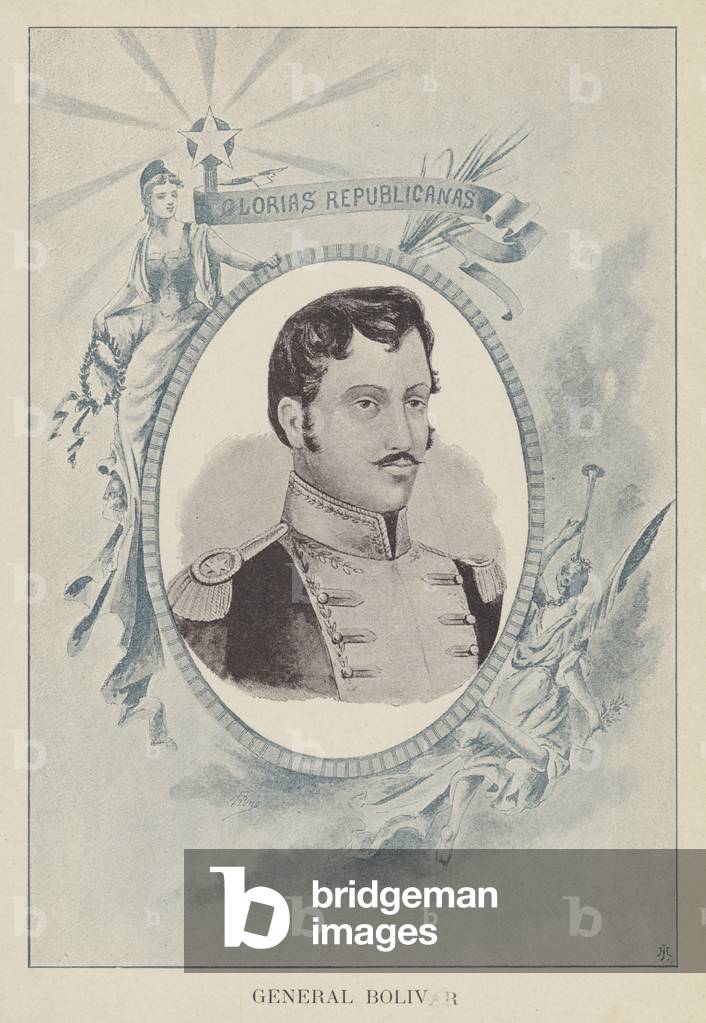 Simon Bolivar, Venezuelan political and military leader (litho)