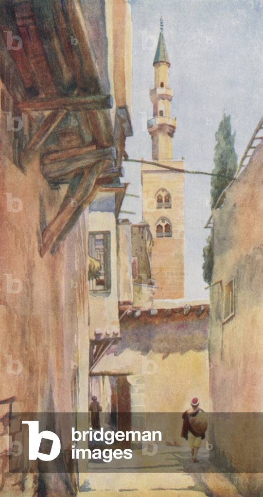 Damascus: Minaret of Jesus (colour litho)