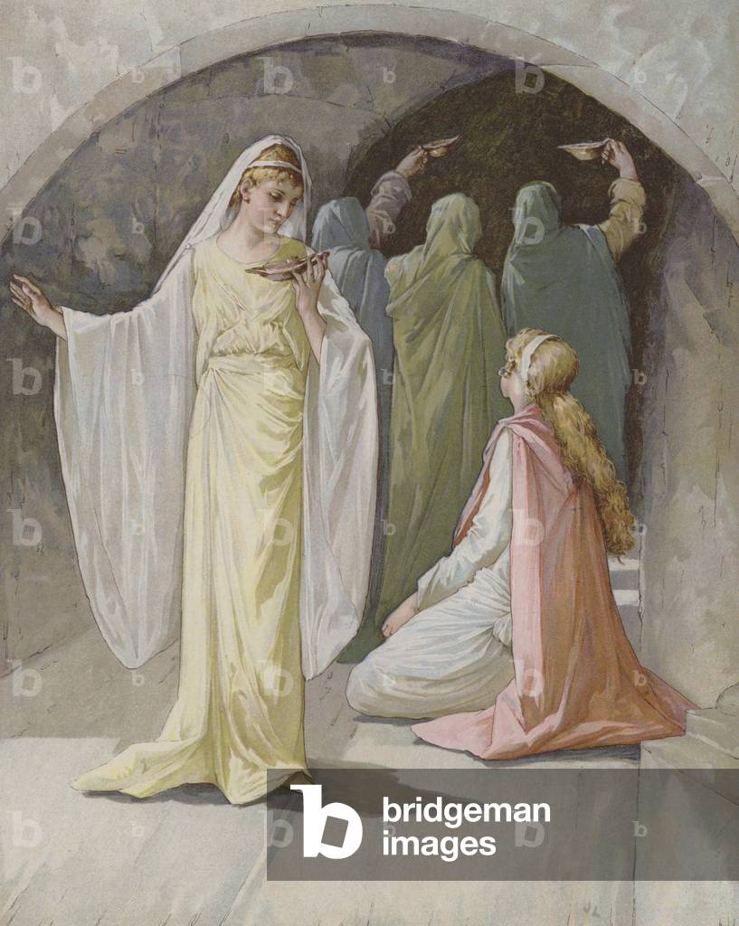 The Foolish Virgins (colour litho)