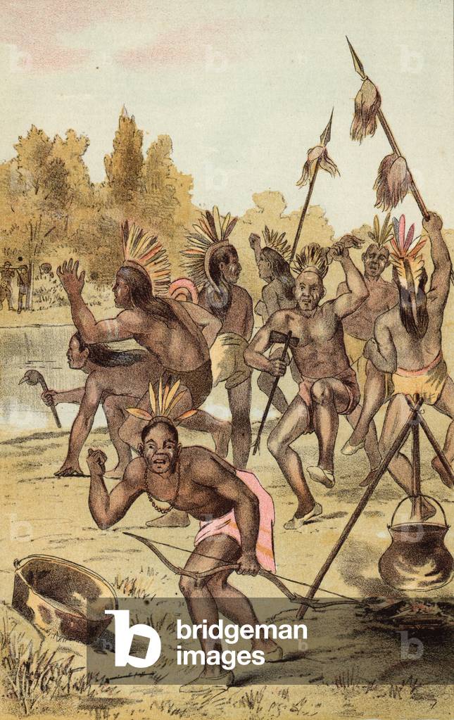 An insulting War Dance (colour litho)