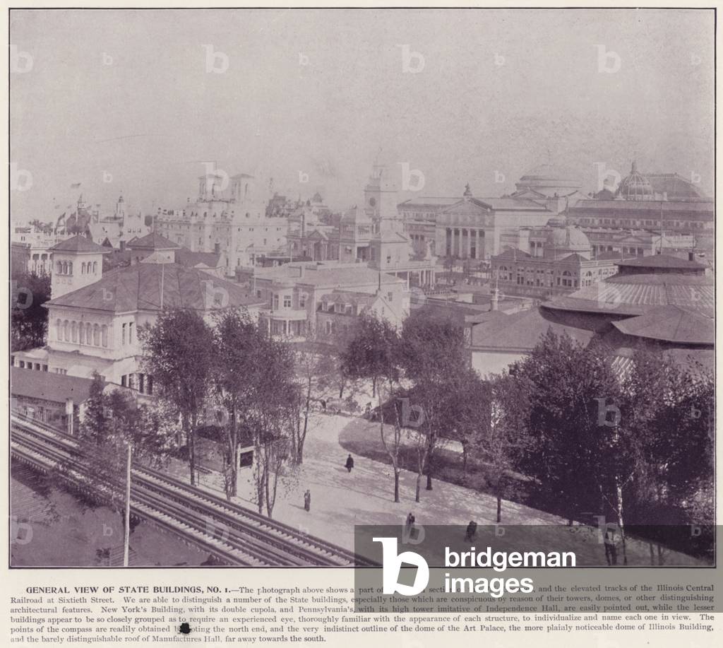 Chicago World's Fair, 1893: General View of State Buildings, No 1 (b/w photo)