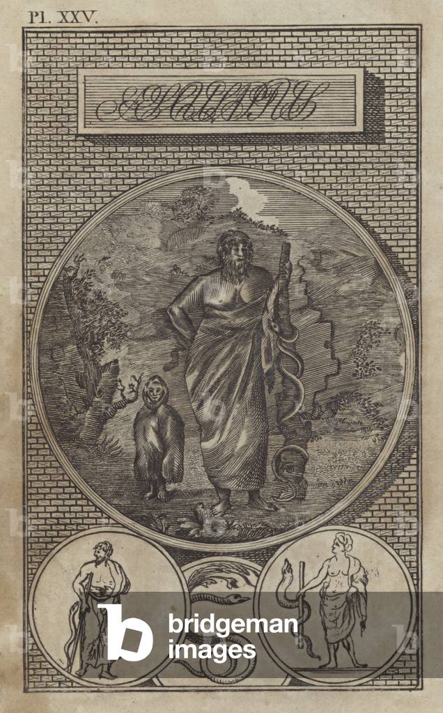 Aesculapius, ancient Greek hero and god of medicine (engraving)