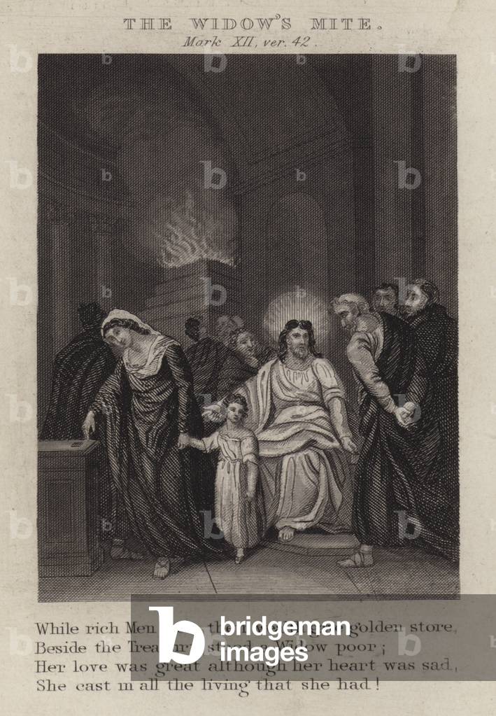 The widow's mite, Mark XII, ver 42 (engraving)