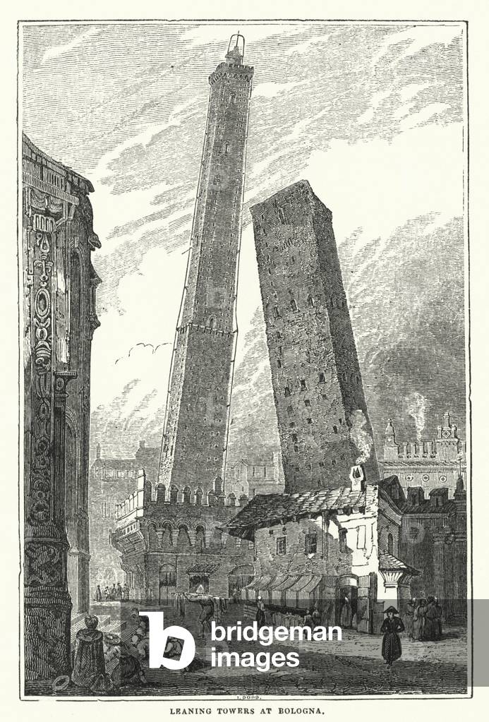 Leaning Towers at Bologna (engraving)