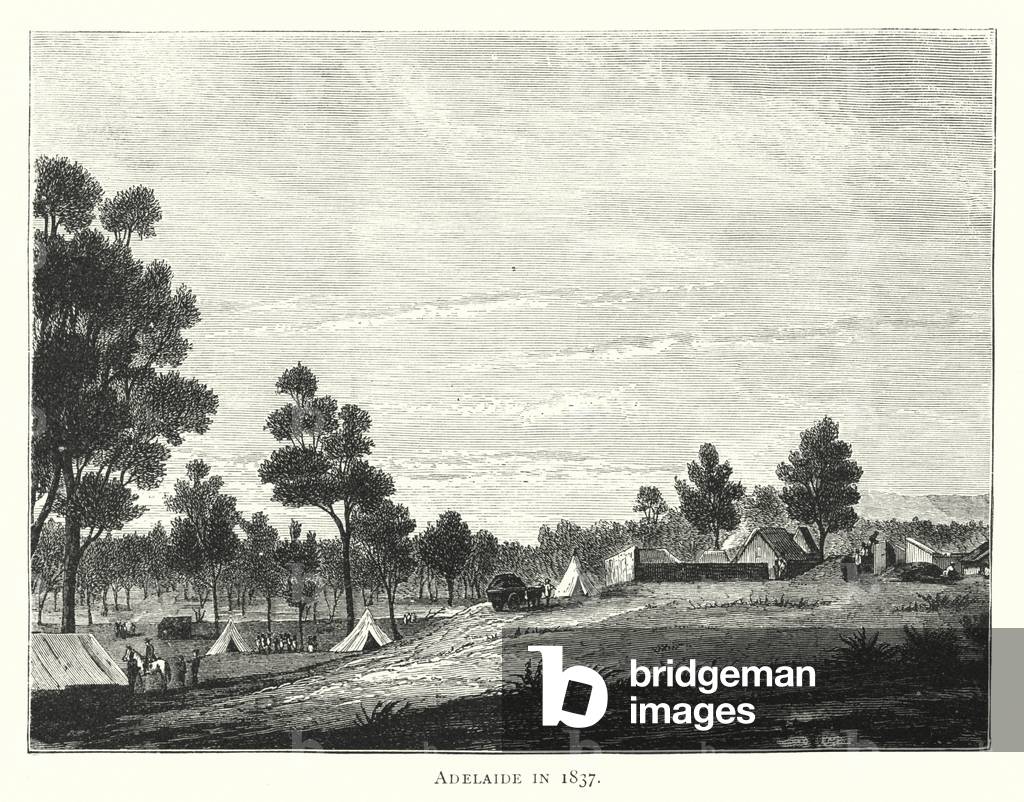Australia: Adelaide in 1837 (engraving)