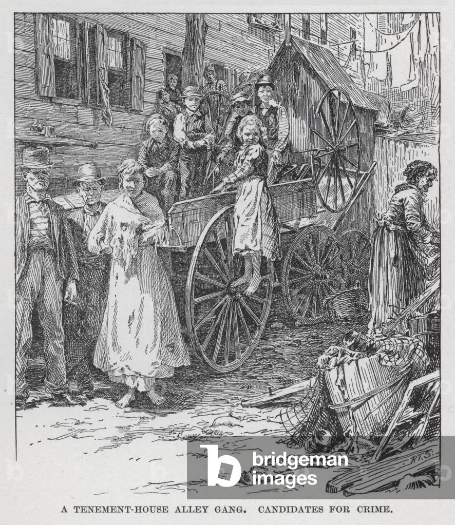 A Tenement-House Alley Gang, Candidates for Crime (litho)
