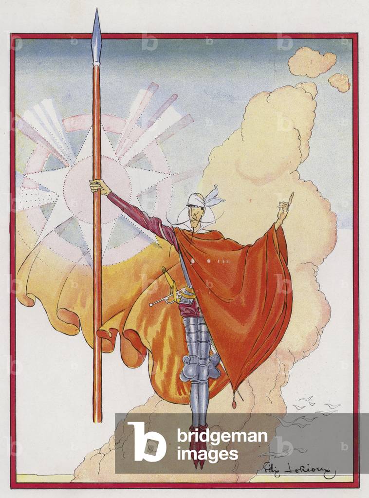 Illustration for Don Quixote by Cervantes (colour litho)