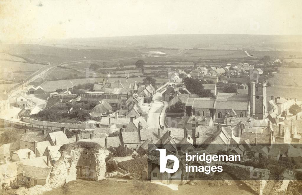 Corfe Castle, Dorset (b/w photo)