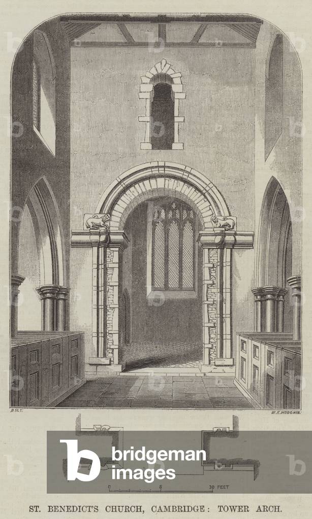 St Benedict's Church, Cambridge, Tower Arch (engraving)