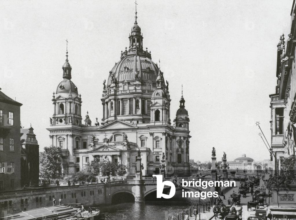 Berlin, Der Neue Dom und die Kaiser Wilhelm-Brucke (b/w photo)