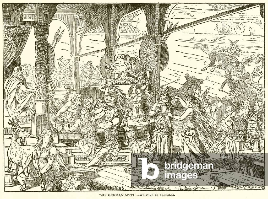 The German Myth.--Welcome to Valhalla (engraving)