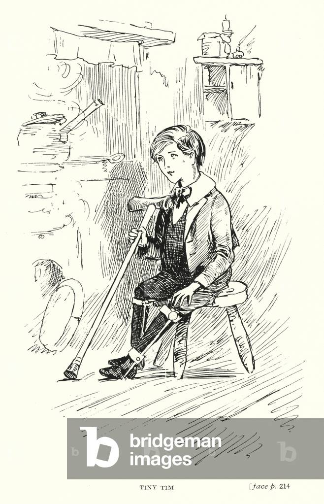 Dickens character: Tiny Tim (litho)