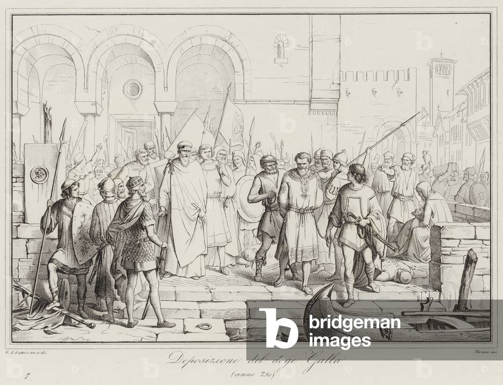 Deposizione del Doge Galla, 750 (engraving)