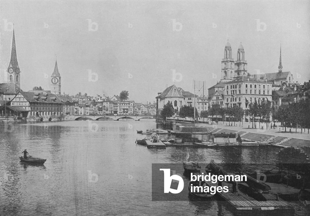Zurich et la Limmat (b/w photo)