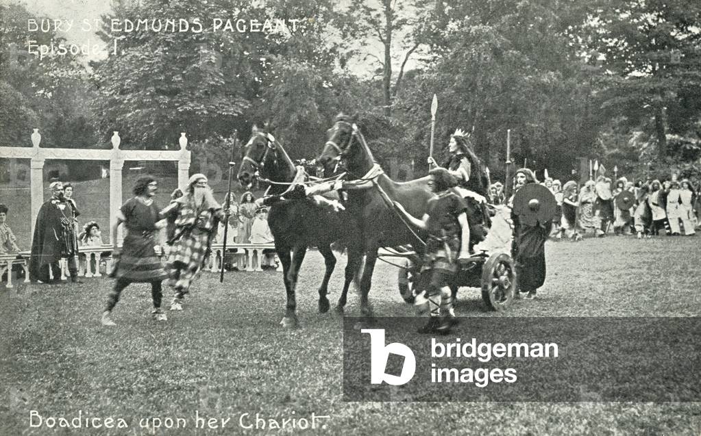 Boadicea upon her chariot (b/w photo)