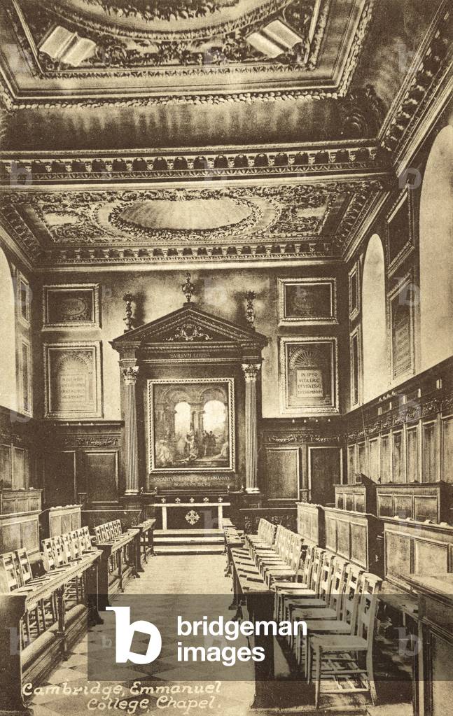 Cambridge, Emmanuel College, Chapel (b/w photo)