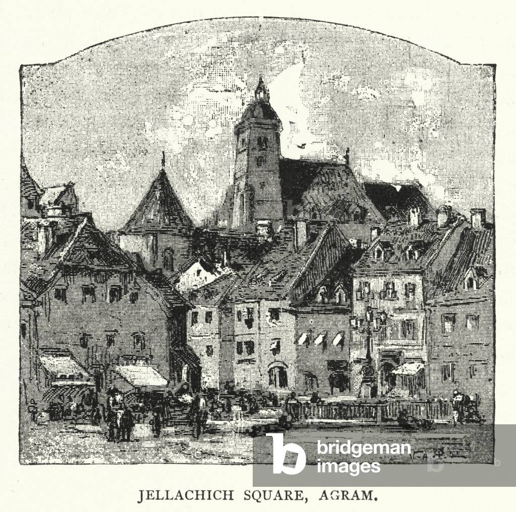 Jellachich Square, Agram (engraving)