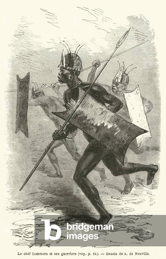 Le chef Commoro et ses guerriers (engraving)