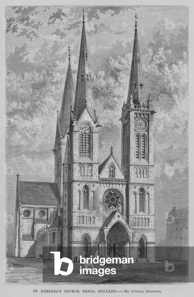 St Barbara's Church, Breda, Holland (engraving)