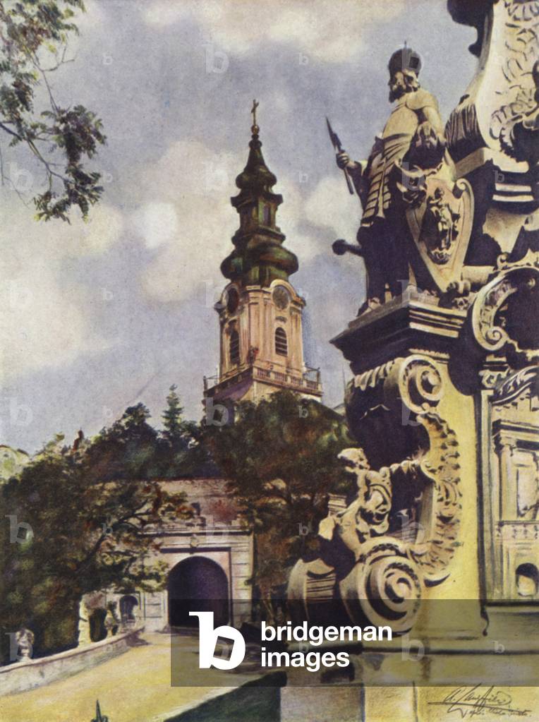 Nyitra Cathedral, Czechoslovakia (colour litho)