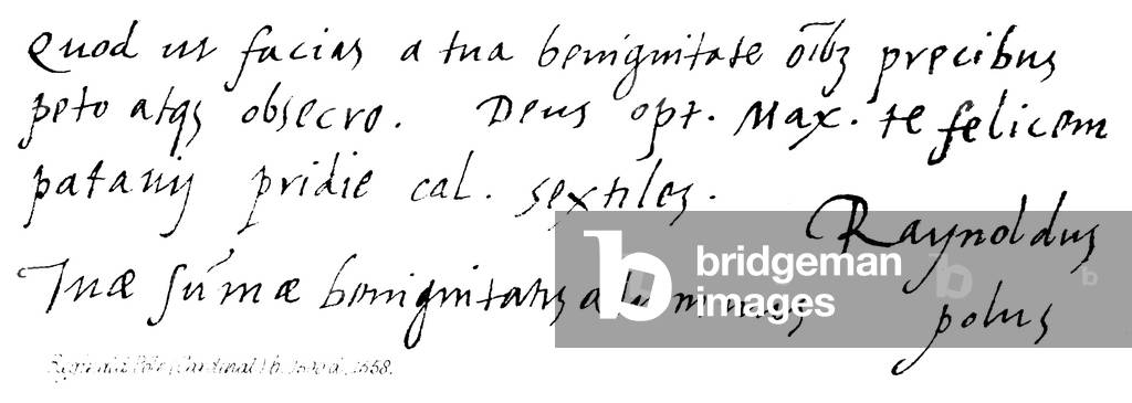 Reginald Pole (Cardinal) b 1500, d 1558 (engraving)