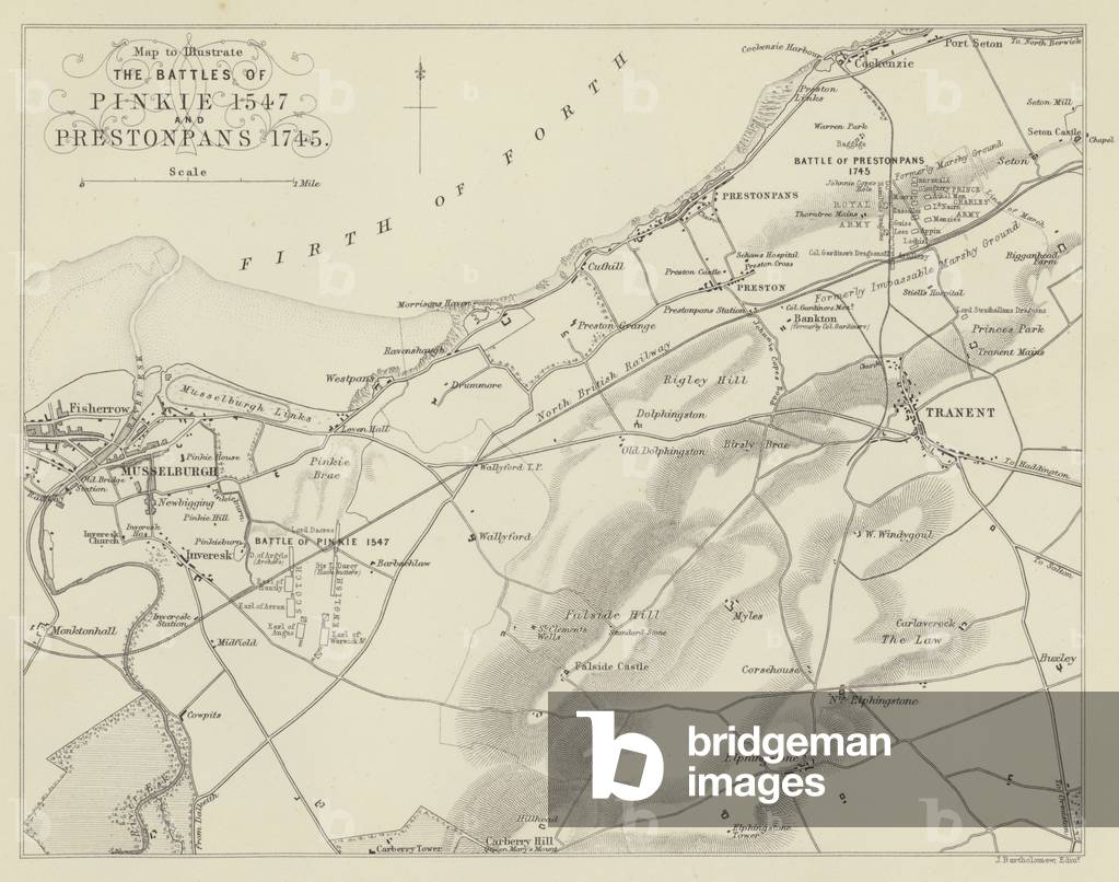 Map to illustrate The Battles of Pinkie 1547 and Prestonpans 1745 (engraving)