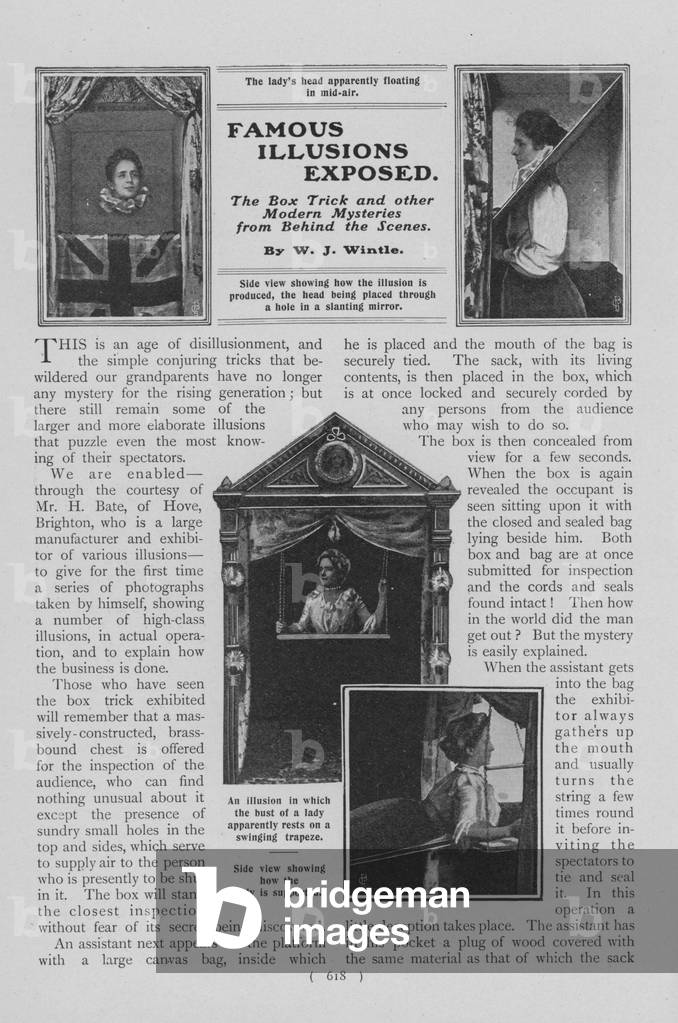 Page from article on Famous Illusions Exposed, 1903 (b/w photo)