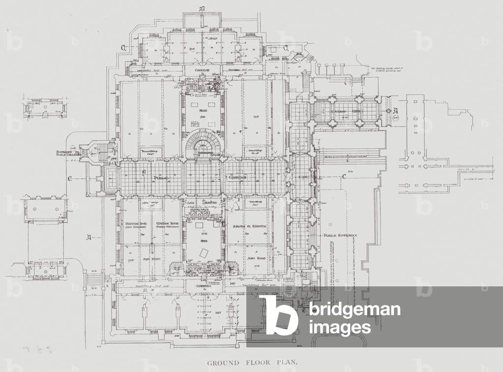 Royal Courts of Justice, London, Ground Floor Plan (litho)
