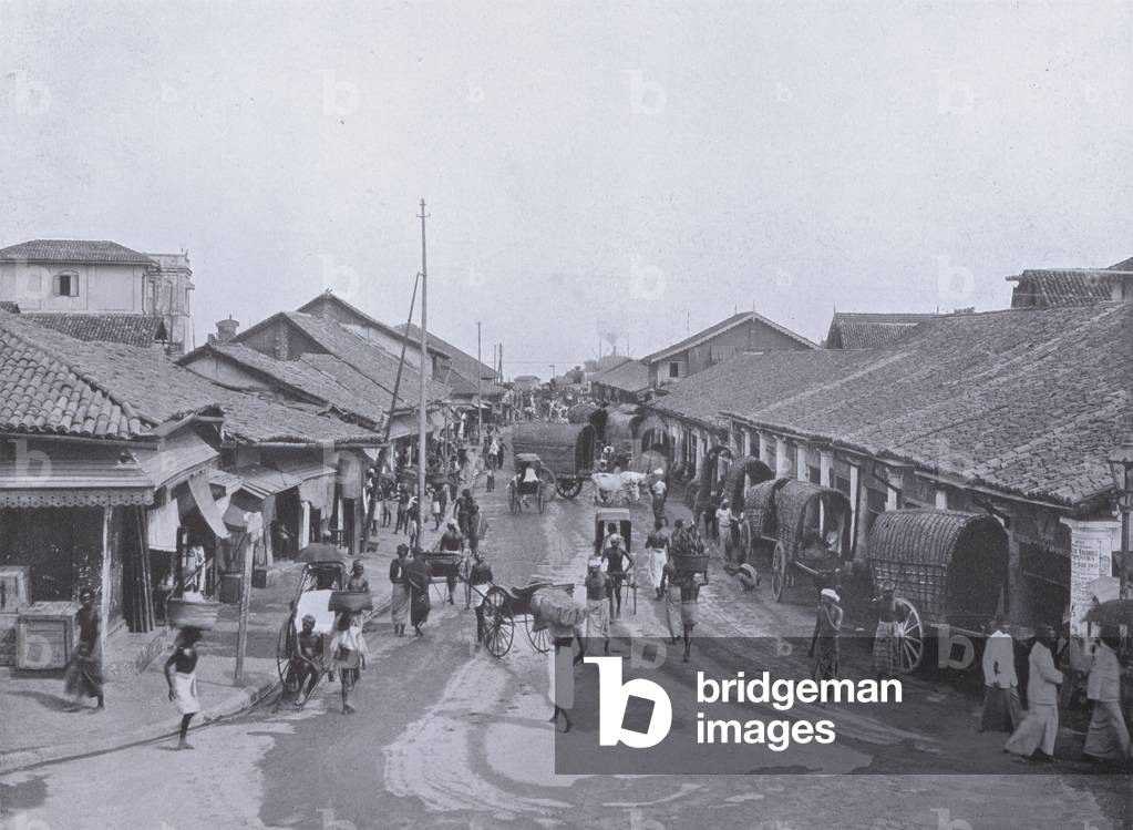 Another Typical Street Scene in Native Quarters, Colombo (b/w photo)