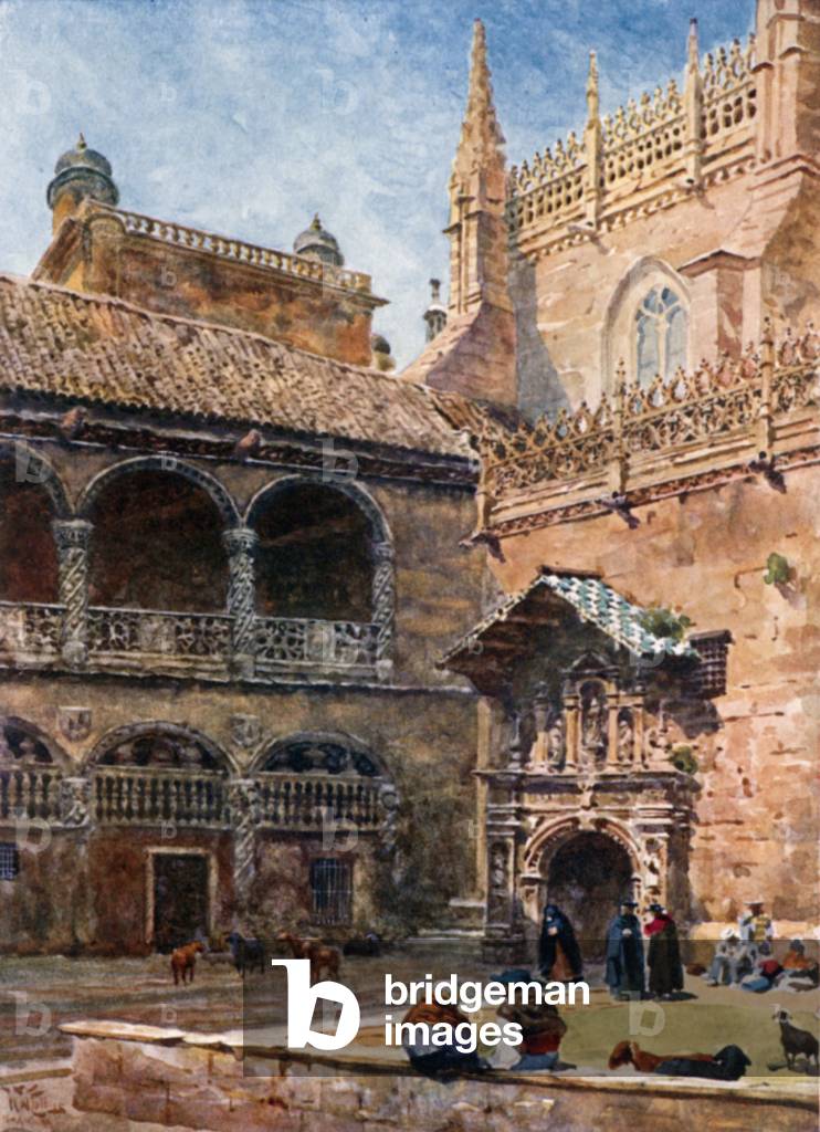 Granada, exterior of the Cathedral (colour litho)
