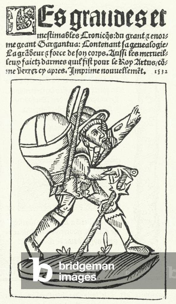 Title page from the best known edition of Gargantua, a novel by Francois Rabelais (engraving)