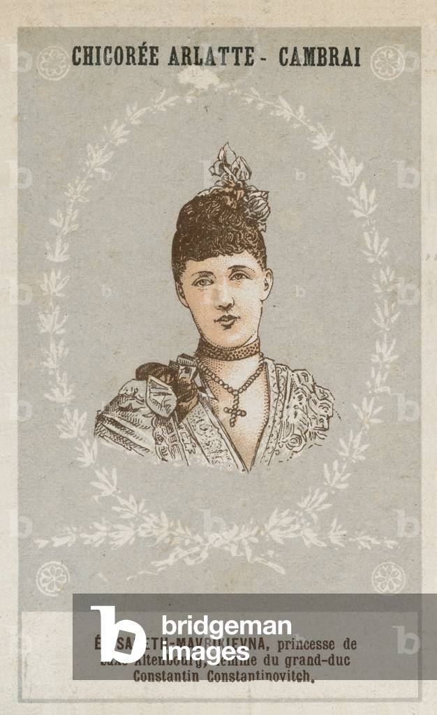 Elisabeth-Mavrikievna, princesse de Saxe-Altenbourg, femme du grand-duc Constantin Constantinovitch (colour litho)