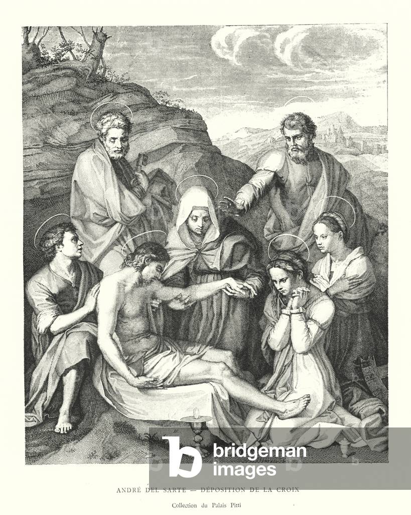 Andre del Sarte, Deposition de la Croix, Collection du Palais Pitti (engraving)