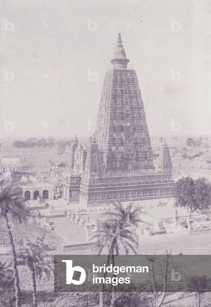 The Old Tower, Buddh Gaya, as restored (b/w photo)