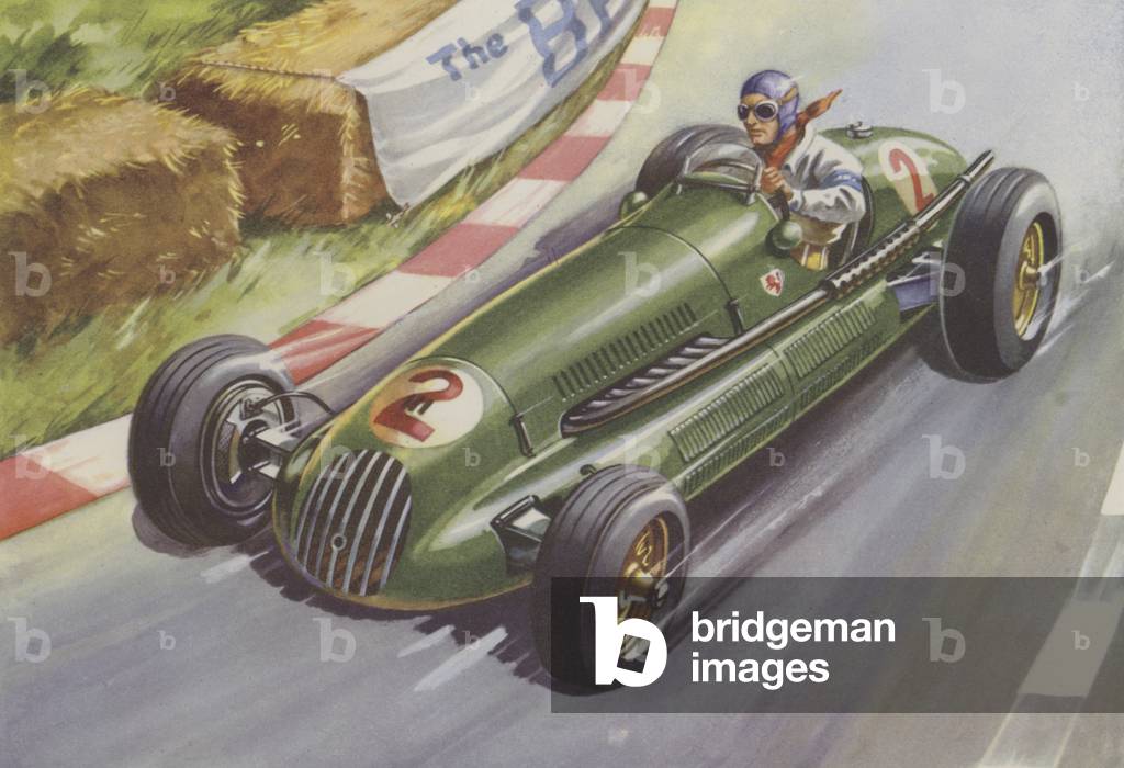Racing car (colour litho)
