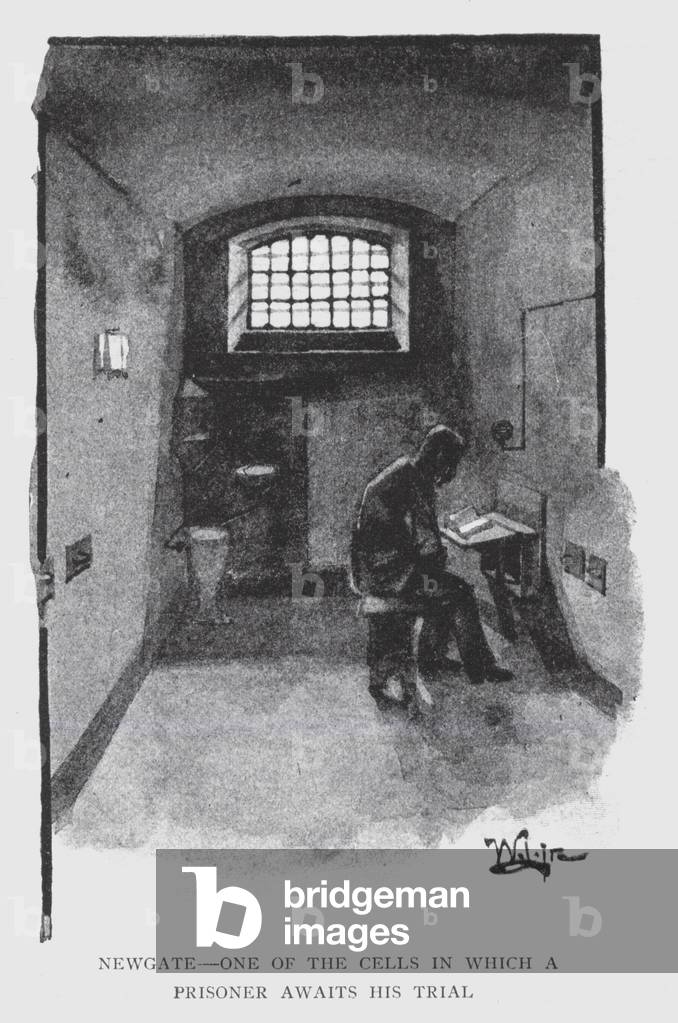 Newgate, One of the Cells in which a Prisoner awaits his Trial (litho)