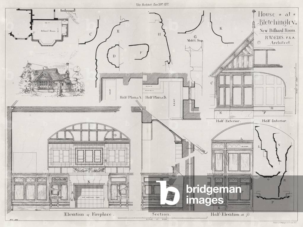 House at Bletchingley, New Billiard Room (engraving)