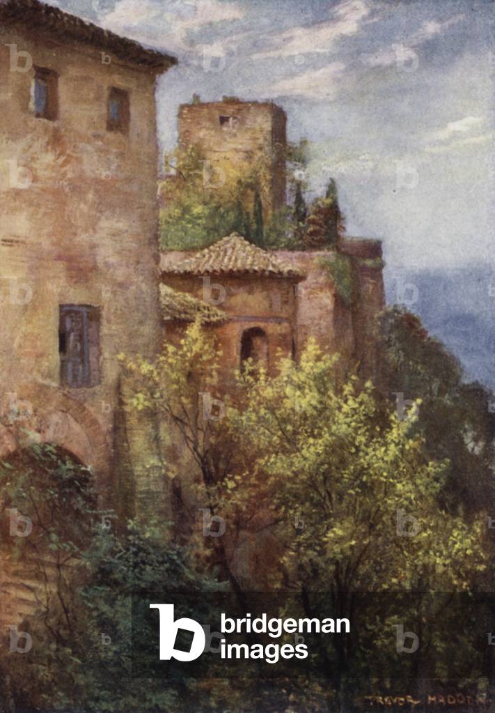 Granada, Exterior of the Alhambra (colour litho)